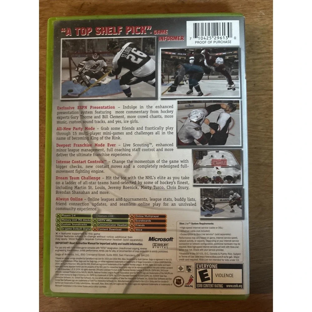 Espn NHL 2K5 - Microsoft Sega Xbox Excellent Condition Super Fun Rated #1